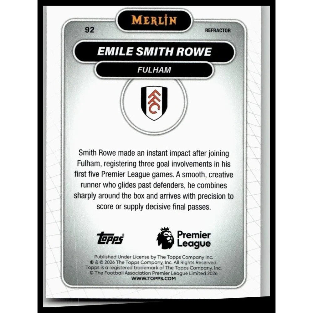 2026 Merlin Premier League #92 Emile Smith Rowe Refractor